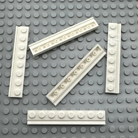LEGO Modified Plate - White - 1 x 8 with Door Rail - QTY x5
