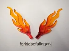 2x Lego Flame Fire 85959pb01a Marbled Trans Red Orange Large Dragon Breath