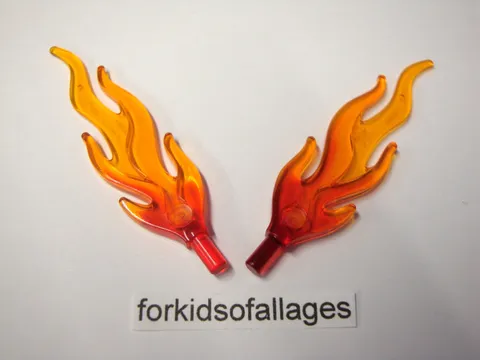 2x Lego Flame Fire 85959pb01a Marbled Trans Red Orange Large Dragon Breath
