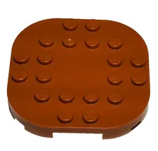 Lego Plate 66789 Modified 6x6 with Rounded Corners and 4 Feet Dark Orange
