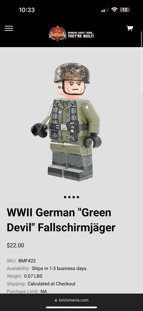 Brickmania WWII German "Green Devil" Fallschirmjäger BMF422 NEW + FAST SHIP