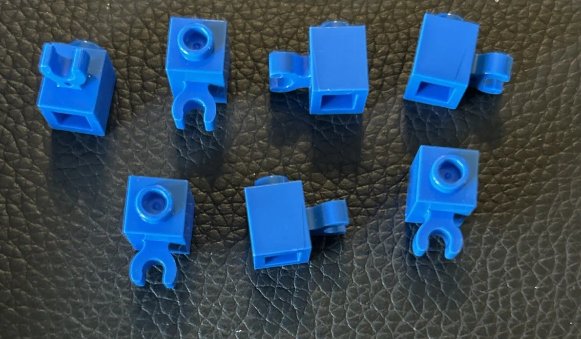 Lego 60475b Brick Blue 1 x 1 Open O Clip With Hollow Stud Lot of 7
