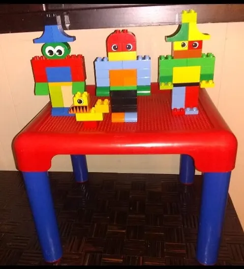 Mixed Lot...75 Lego Duplo Parts Pieces Figures & Brix Compatible Building Table