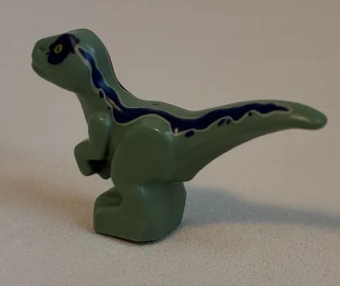 LEGO Sand Green Dinosaur Baby Standing Dark Blue Stripes Yellow Eyes 37829pb02