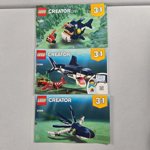 LEGO Creator 31088 Deep Sea Creatures Instruction Manuals 3 Booklets