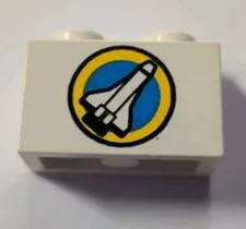 LEGO White Brick 1 x 2 w/Shuttle Space Port Pttn 6456 6455 #3004pb010