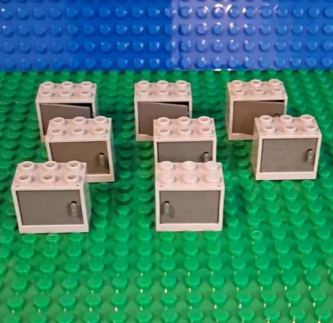 LEGO 2x3x2 Container In Light Grey With Dark Grey Door. Lot Of 8