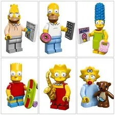 LEGO The Simpsons Family of 6 Grandpa,Homer, Marge, Bart, Lisa, and Maggie Lot
