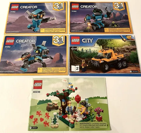 5 LEGO Instruction Build Booklets 60159 31062 40236 Jungle Mission Robo Explore