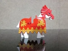 Lego Horse Barding Ruffled Edge Dragons Pattern Red Blue And Red Yellow Armor