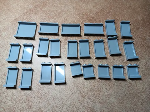 LEGO BULK LOT OF 24 LIGHT BLUISH GRAY WALL PANELS 1X2X2 1X2X3 1X4X2 1X4X3