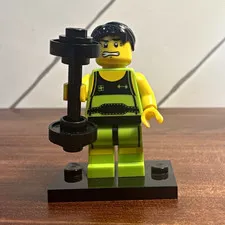 LEGO Minifigure Series 2 Weightlifter COL026 8684-10 Complete w/ Weights Stand