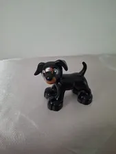 Lego Duplo Figure Black Puppy Dog with Brown Face 1pc Toy Figurine #517J5