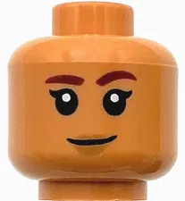 Lego New Minifigure Head Dual Sided Child Female Reddish Brown Eyebrows Smile