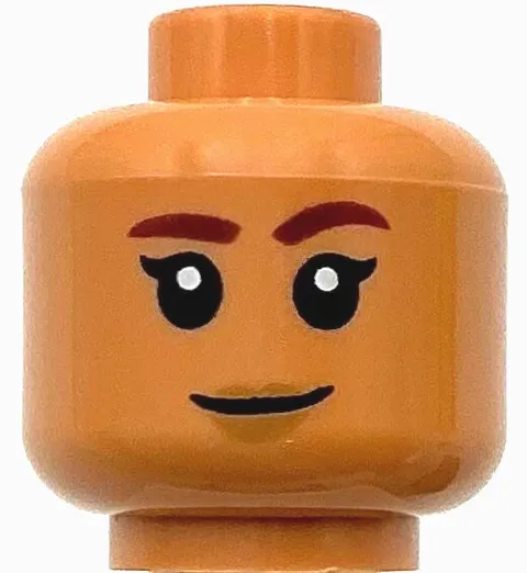 Lego New Minifigure Head Dual Sided Child Female Reddish Brown Eyebrows Smile