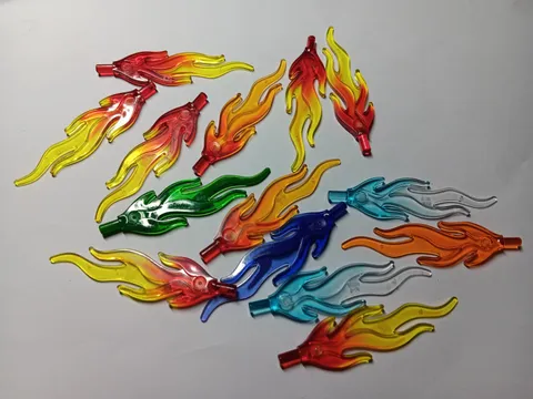 LEGO BULK LOT 14 WAVE ROUNDED WING FLAME MARBLED TRANS MIXED COLORS #18394