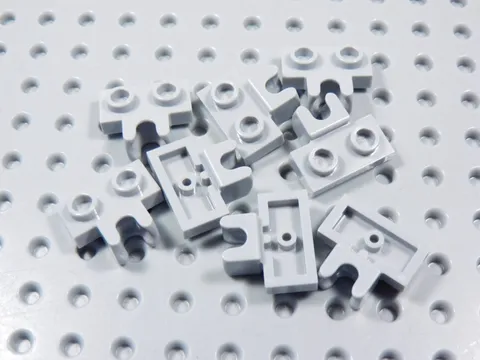LEGO Lot of 8 Light Bluish Gray 1x2 Plates w/ Socket on Side BR