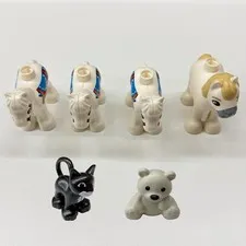 LEGO DUPLO Animals Lot 6 Maximus Horse 3 Foals Pony Black Cat White Bear Cub Toy