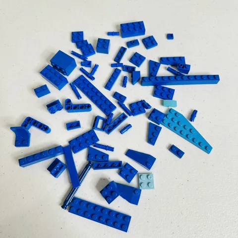 Vintage 1980's Lego Brick Lot Blue Building Block Pieces As Pictured