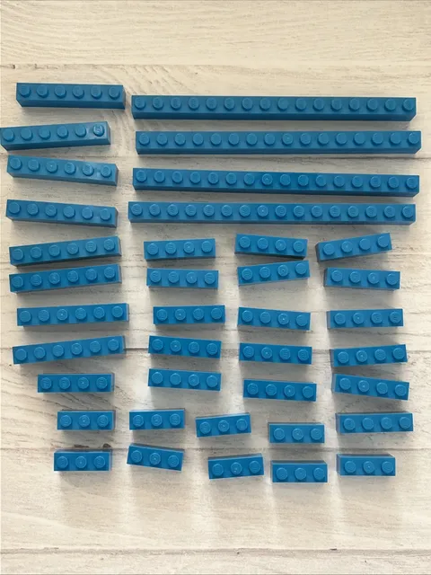 LEGO DARK AZURE BLUE LOT 38 PCS 1X16 1X6 1X4 BRICK AZUR VARIETY BUILDING PIECES