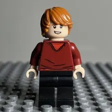 LEGO Harry Potter Ron Weasley Minifigure hp214 Dark Red Sweater Wand 2X