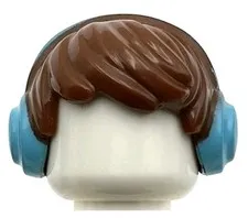 Lego New Mifigure Hair Short Tousled w/ Medium Azure Headphones Earmuffs Part