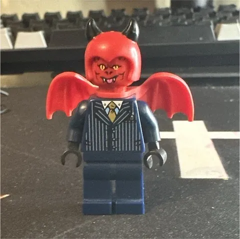 LEGO Red Devil Minifigure w/ Wings Black Suit Plastic Figure