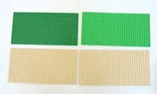 Lego Lot of 4 Baseplates Base Plate 16x32 Light Green Dark Green Tan (2) 10”x5”