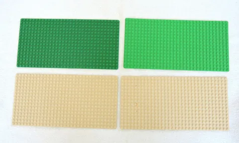 Lego Lot of 4 Baseplates Base Plate 16x32 Light Green Dark Green Tan (2) 10”x5”