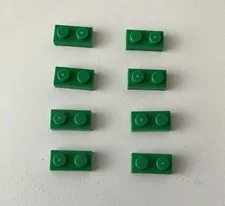 LEGO 8x NEW Pieces Plate 1x2 GREEN #3023