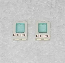 LEGO Police - (x2) White Windows w/ Blue Glass - 2377pb01 4862 - From 6642 1988