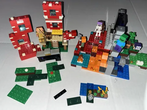 LEGOS, Mushroom biome And Nether Portal Incomplete LOT, Mix Pieces Minecraft