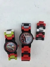 LEGO Watch Lot of 2 - Lego City & Star Wars Darth Vader with Extra Links As-Is