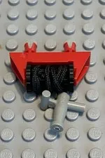 LEGO Red 1x4x2 String Reel With String And Light Gray Fire Hose Nozzle
