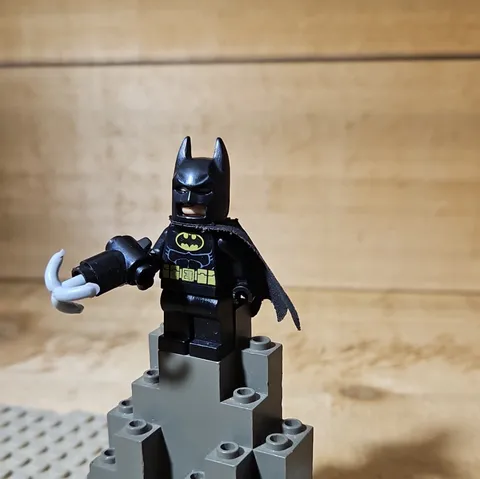 LEGO Plastic Batman Minifigure Figure w/ Black Cape & Grappling Hook Accessory