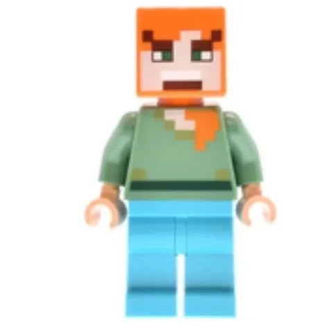 LEGO Minecraft Alex Minifigure - Medium Azure Legs, Angry, Minifig min197 #B164