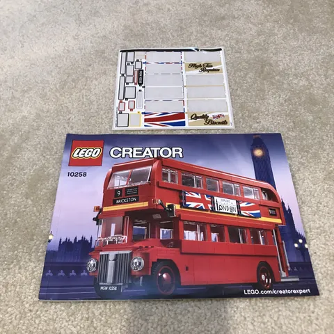 Lego Creator 10258 London Bus Building Toy Instructions Manual Book Sticker