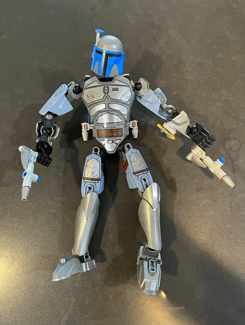 LEGO Star Wars Jango Fett Buildable Figure Custom Printed Gray/Blue/Black