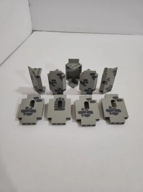 LEGO Castle Wall Corner Printed Bricks Lot of 9 Gray 