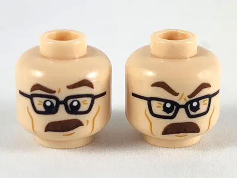LEGO Light Nougat Minifigure, Head Dual Sided Reddish Brown Eyebrows and Moustac
