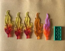 Lego Large Flames Fire Sticks (5 Qty)