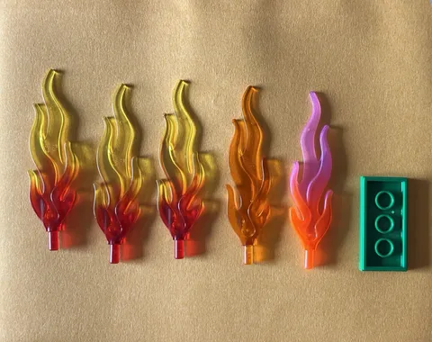 Lego Large Flames Fire Sticks (5 Qty)