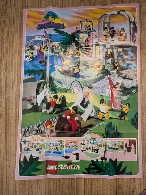 POSTER ONLY Lego System 1992 Paradisa Fold Out Wall Poster Vintage 23.5" x 16.5"