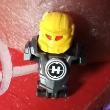 LEGO Minifigure Parts Yellow Helmet Head & Dark Gray Torso w/ Black/White H