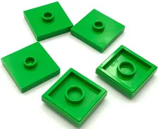 Lego 5 New Bright Green Plates Modified 2 x 2 with Jumper Parts