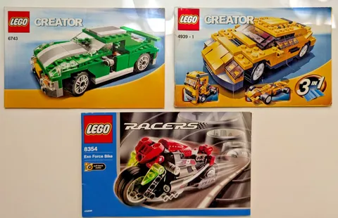 LEGO Creator & Racers Car Instruction Manual Lot (3) - 4939-1, 6743, 8354