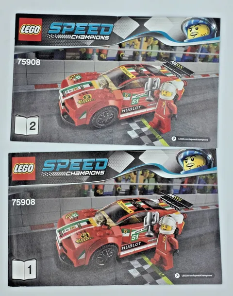 LEGO Speed Champions 75908 Ferrari 458 Italia GT2 Instruction Manuals Book 1 & 2