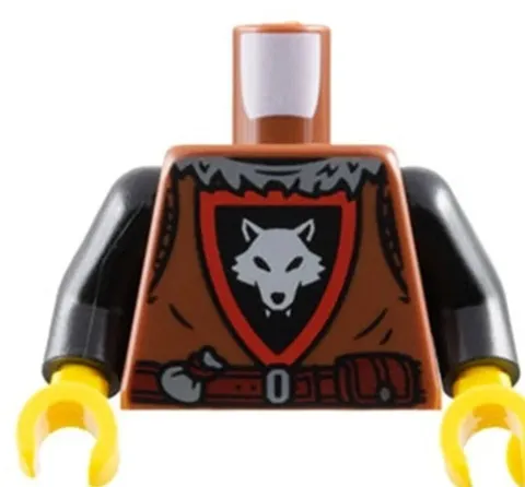LEGO Castle Wolfpack Minifigure Torso Reddish Brown Black and Red Shield 10332