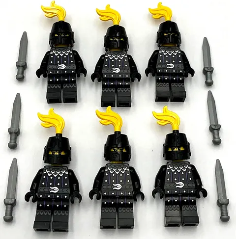 Lego 6 New Serpent Castle Knight Minifigures Men Figures Swords Yellow Plumes