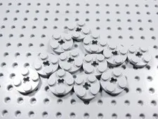 LEGO Lot of 12 Light Bluish Gray 2x2 Round Plates w/ Axle Hole BC